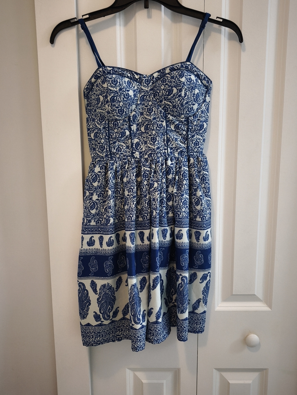 American Rag Blue White Floral Corset Dress XS Fit & Flare